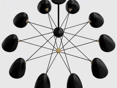 JLYLITE 10-Light Sputnik Chandelier Black 3D model