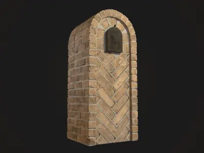 Brick Mailbox Low-poly 3D model