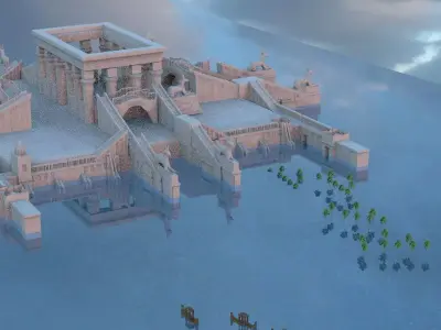 Egyptian Temple on River nile 3D model