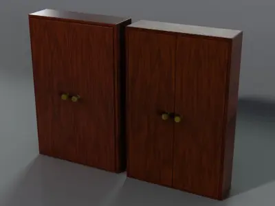 Cupboard wooden cabinet with two doors Free low-poly 3D model