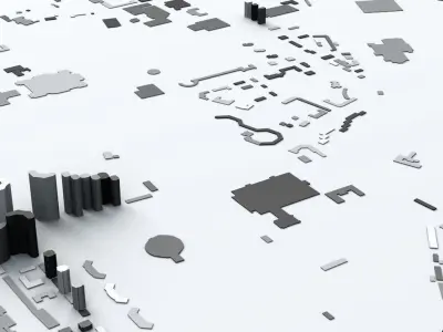 Pyongyang Downtown Area Streets and Buildings 3D model