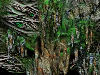 Flying Island Roots V2 Low-poly 3D model