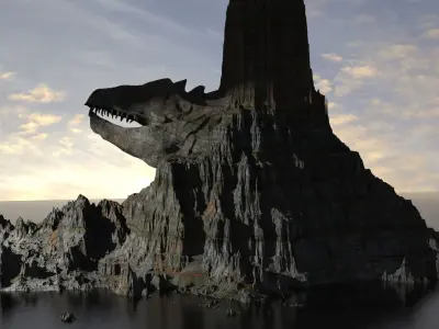 Mali i Thate Dragon Rock island 3D model