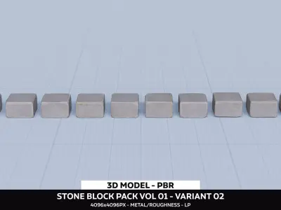 Stone Block Pack Vol 01 - Variant 02 Low-poly 3D model