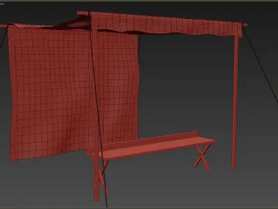 Market Stall Cotton Low-poly 3D model