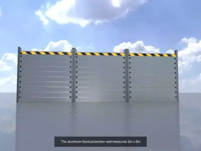 Aluminum flood protection wall 2m all versions 3D Model Pack