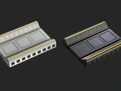 Space Sci-Fi Hallway modular kit Low-poly 3D model