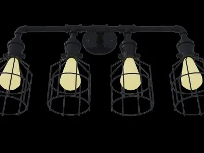 Old school rustic industrial 4 lights architectural scene light 3D model