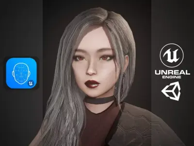 Techwear Girl - Modular Female Character Low-poly 3D model