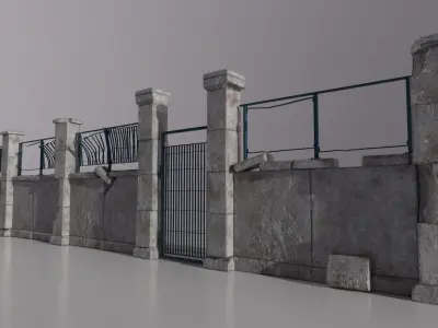 PBR Modular Fence Game-Ready Pack Low-poly 3D model