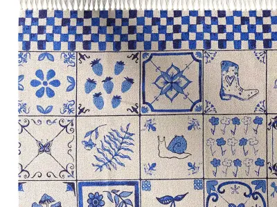 Mariana Tile Flatweave Printed Rug 3D model