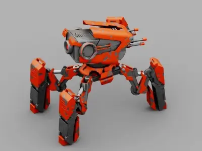 Spider Robot rigged character 3D model