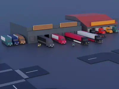Low poly Factory package Low-poly 3D model