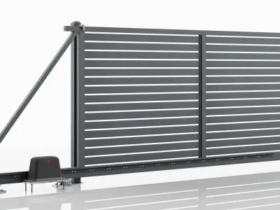 Aluminum Electric Sliding Gate - Model 2 - 10cm - 3D model