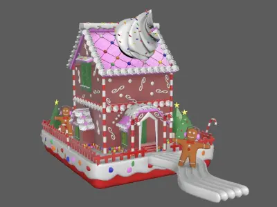 3D Christmas House made of sweet Cake 3D model