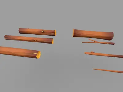 Cartoon Log Styled set  Low-poly 3D model