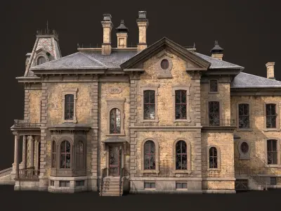 Abandoned Victorian House Low-poly 3D model