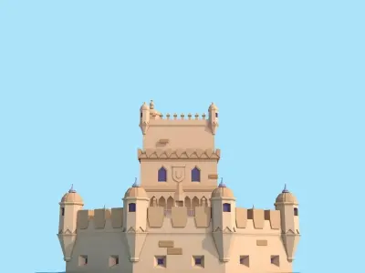 Cartoon Lowpoly Belem Tower Low-poly 3D model