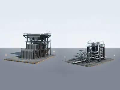 Oil Refinery Pack Low-poly 3D model