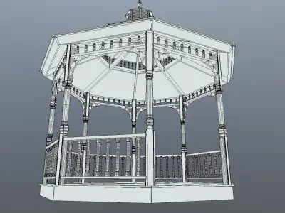 Garden Gazebo White Game Ready  Low-poly 3D model