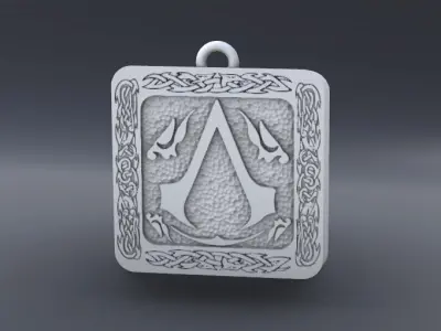 Pendant with the Assasin simbols for cnc or 3D print model
