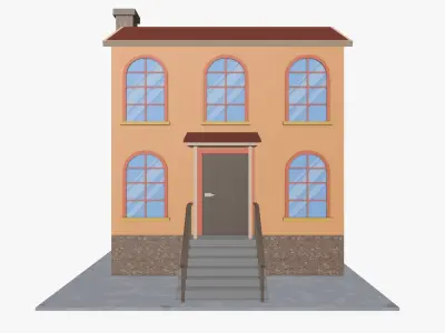 Cartoon House 1 Low-poly 3D model