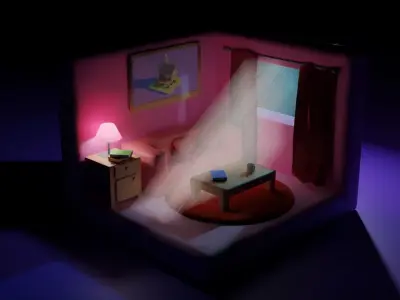 Living Room Low-poly 3D model