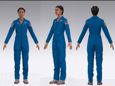Female Astronaut Flight Suit Marvelous Designer Clo 3D project 3D model
