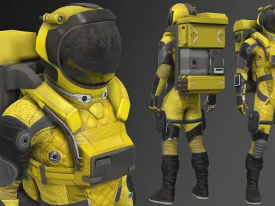 MX02 Male Space Suit Low-poly 3D model