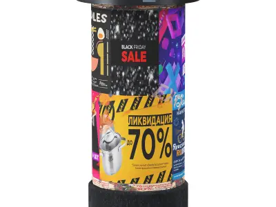 Pillar with poster Low-poly 3D model