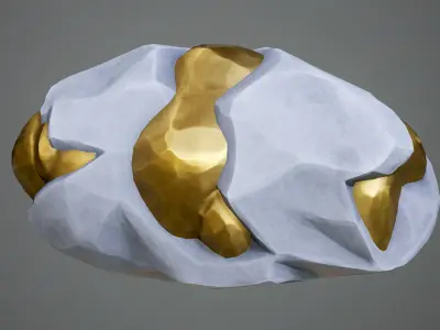 Cartoon Gold Ore Stone Low-poly 3D model