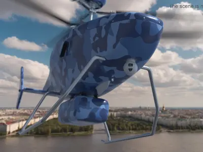  VRT-300 Coastal Patrol UAV Blue Camo Rigged for Maya 