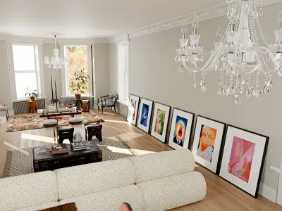 Art style apartment interior scene 3D model