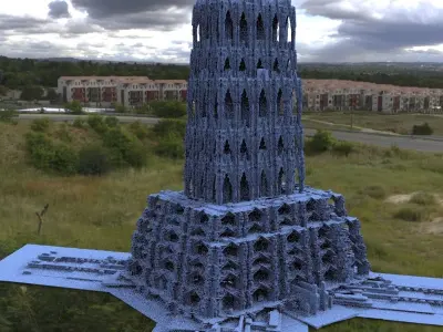 Victorian architecture Cathedral fantasy tower 3 3D 3D model