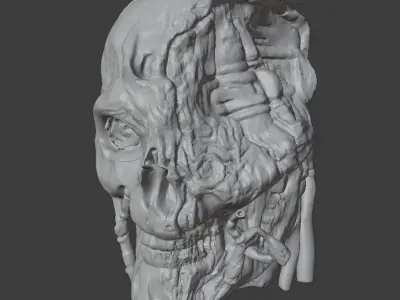 Robot Head Damaged Low-poly 3D model
