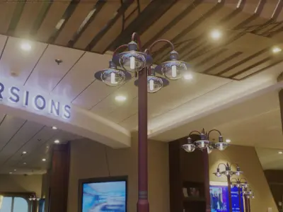 Street Light -7- Red Version -4 Lamps- Low-poly 3D model