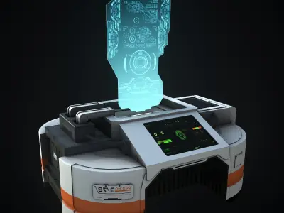 Sci-Fi Consolo Computer Base 8 Low-poly 3D model