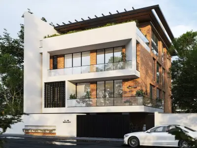Modern residential exterior architectural visualization 3D model