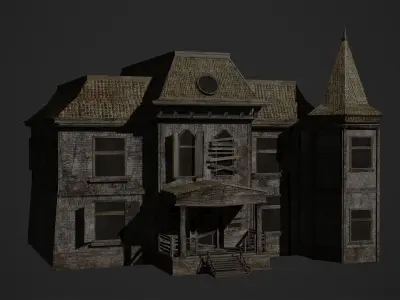 Abandoned old house - realistic low poly Low-poly 3D model