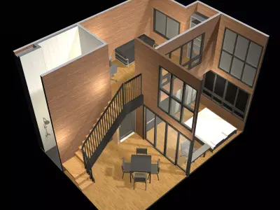 Apartment room in section cut 25-68 3D model