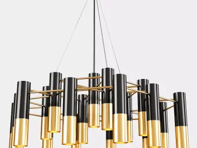 MIDCENTURI CHANDELIER WITH IKE TUNNEL LAMPS Low-poly 3D model