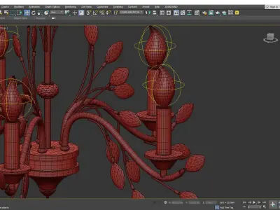 Branches Pendant Lighting Fixture Rustic Low-poly 3D model