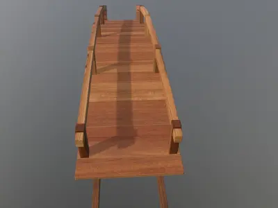 Asian Wood Bridge Low-poly 3D model