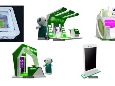 Soccer Stadium booth kiosk stand  G19 3D Model Pack