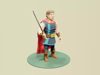 Low Poly Medieval Hero Low-poly 3D model