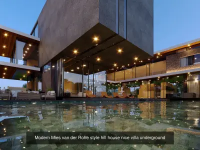 Mies van derRohe Frank lloyd wright style houses G n underground 3D Model Pack