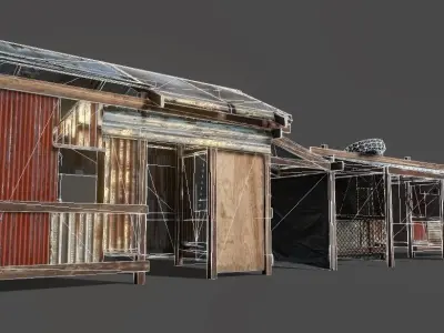 Lowpoly shanty houses Low-poly 3D model
