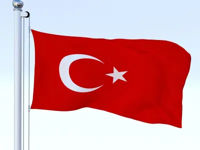 Animated Turkey Flag Low-poly 3D model