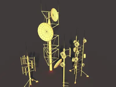 Roof Antena Low Poly PBR Low-poly 3D model