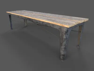 Old Street Bench Low-poly 3D model